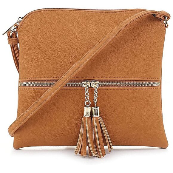 Handbags - Lightweight Medium Crossbody Bag Shoulder Bag with Tassel Coganc
